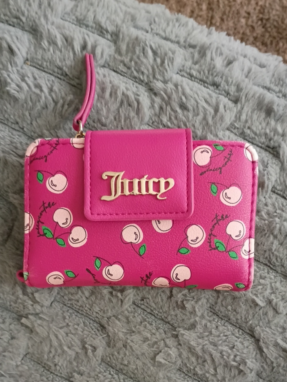 Juicy Couture Bright Pink Cherry Print Wallet